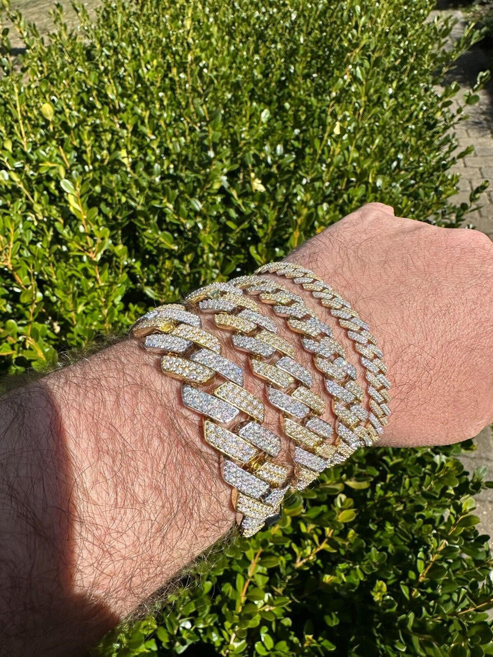 MOISSANITE #1 Bestseller Miami Cuban Link Prong Bracelet Iced Out - 14k Gold Vermeil & 925 Silver - 8mm-20mm - 6" - 9"