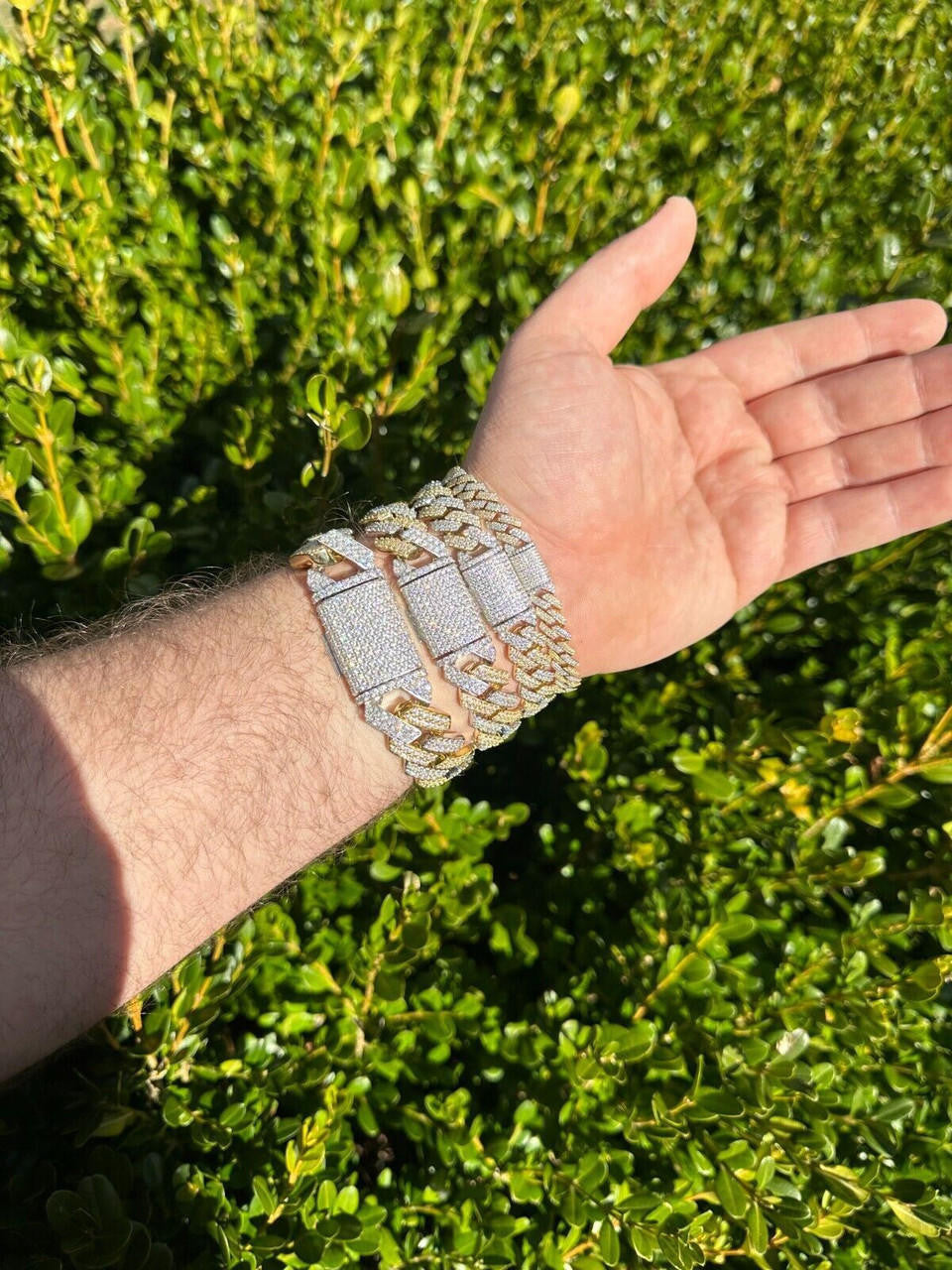 MOISSANITE #1 Bestseller Miami Cuban Link Prong Bracelet Iced Out - 14k Gold Vermeil & 925 Silver - 8mm-20mm - 6" - 9"