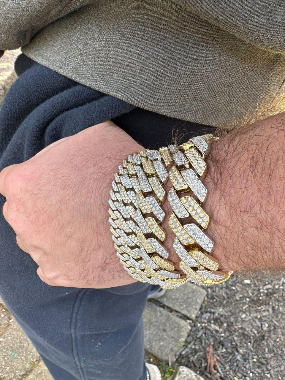 MOISSANITE #1 Bestseller Miami Cuban Link Prong Bracelet Iced Out - 14k Gold Vermeil & 925 Silver - 8mm-20mm - 6" - 9"