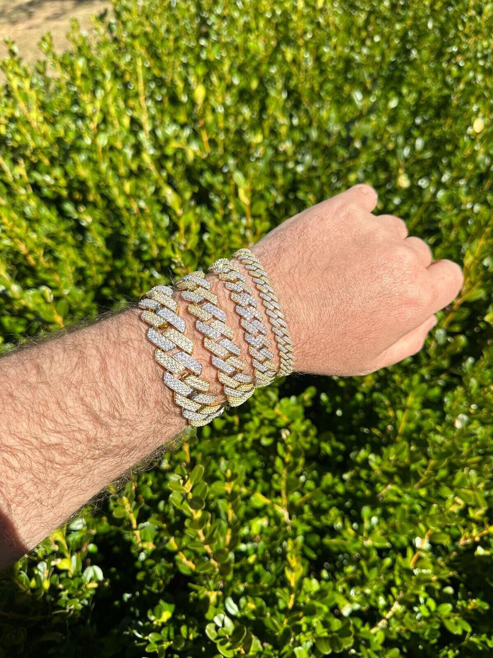 MOISSANITE #1 Bestseller Miami Cuban Link Prong Bracelet Iced Out - 14k Gold Vermeil & 925 Silver - 8mm-20mm - 6" - 9"