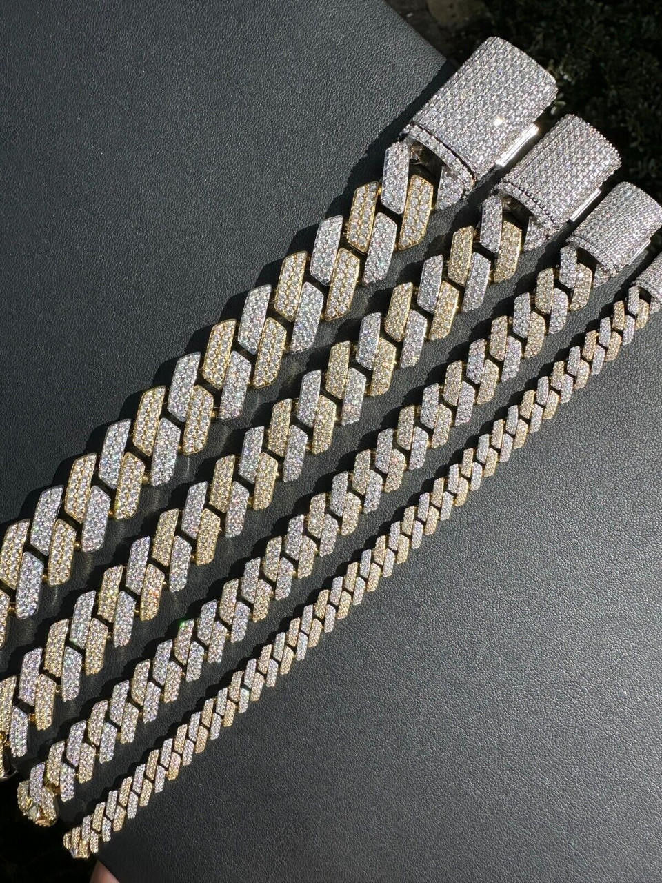 MOISSANITE #1 Bestseller Miami Cuban Link Prong Bracelet Iced Out - 14k Gold Vermeil & 925 Silver - 8mm-20mm - 6" - 9"