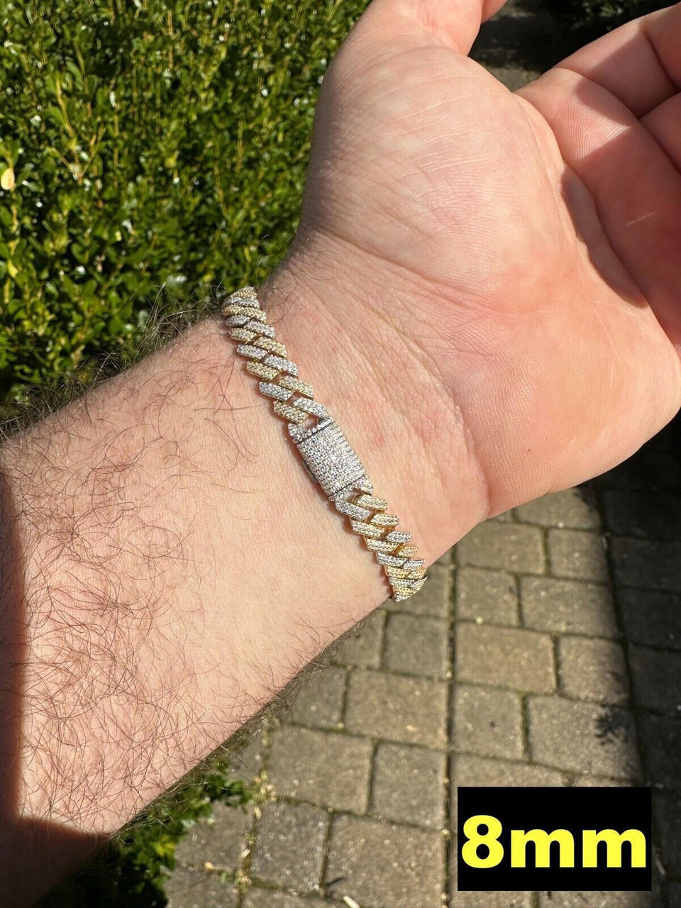 MOISSANITE #1 Bestseller Miami Cuban Link Prong Bracelet Iced Out - 14k Gold Vermeil & 925 Silver - 8mm-20mm - 6" - 9"