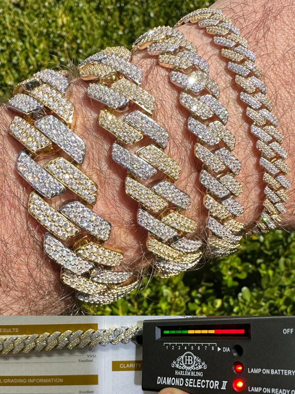 MOISSANITE #1 Bestseller Miami Cuban Link Prong Bracelet Iced Out - 14k Gold Vermeil & 925 Silver - 8mm-20mm - 6" - 9"
