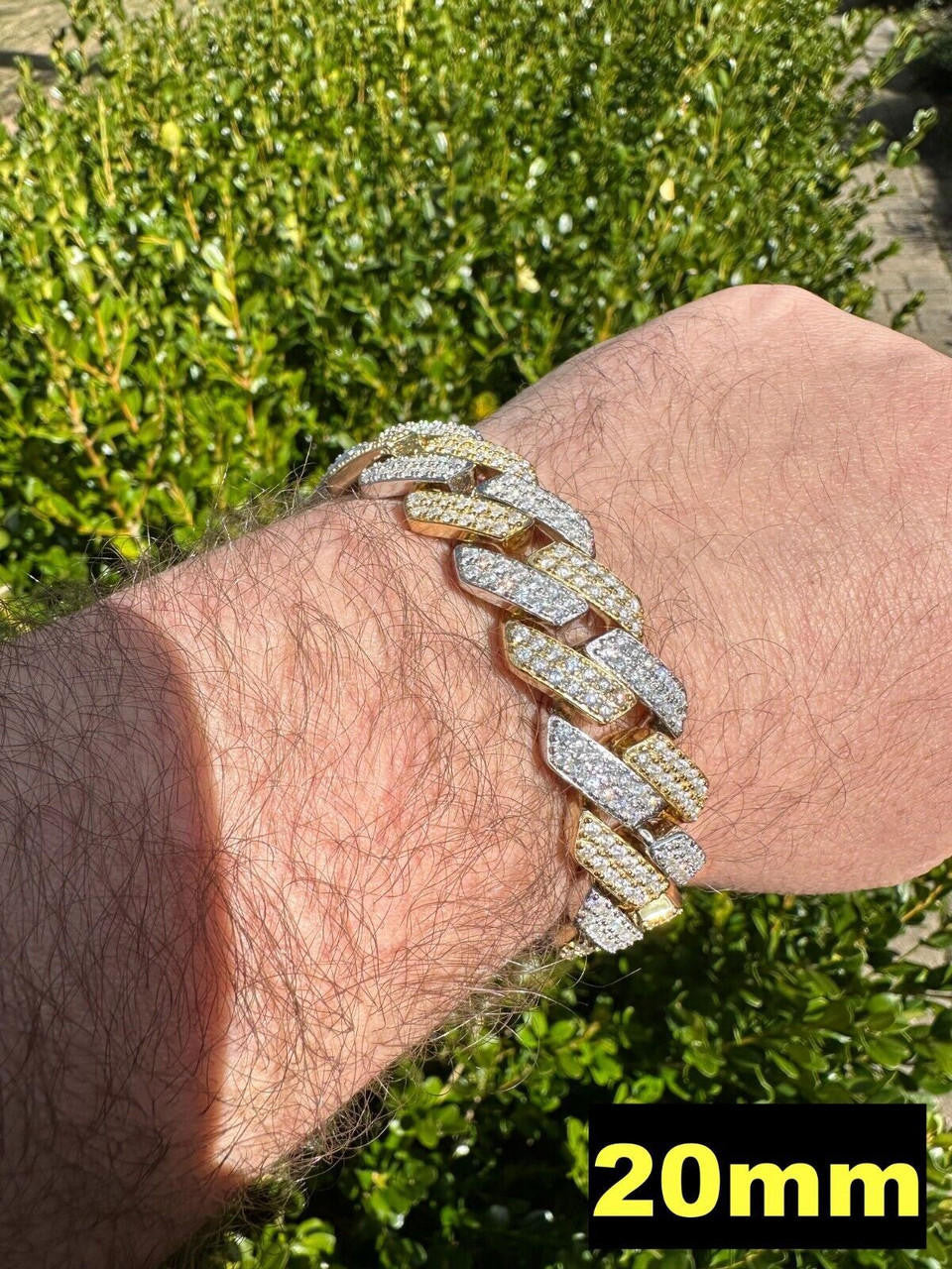 MOISSANITE #1 Bestseller Miami Cuban Link Prong Bracelet Iced Out - 14k Gold Vermeil & 925 Silver - 8mm-20mm - 6" - 9"