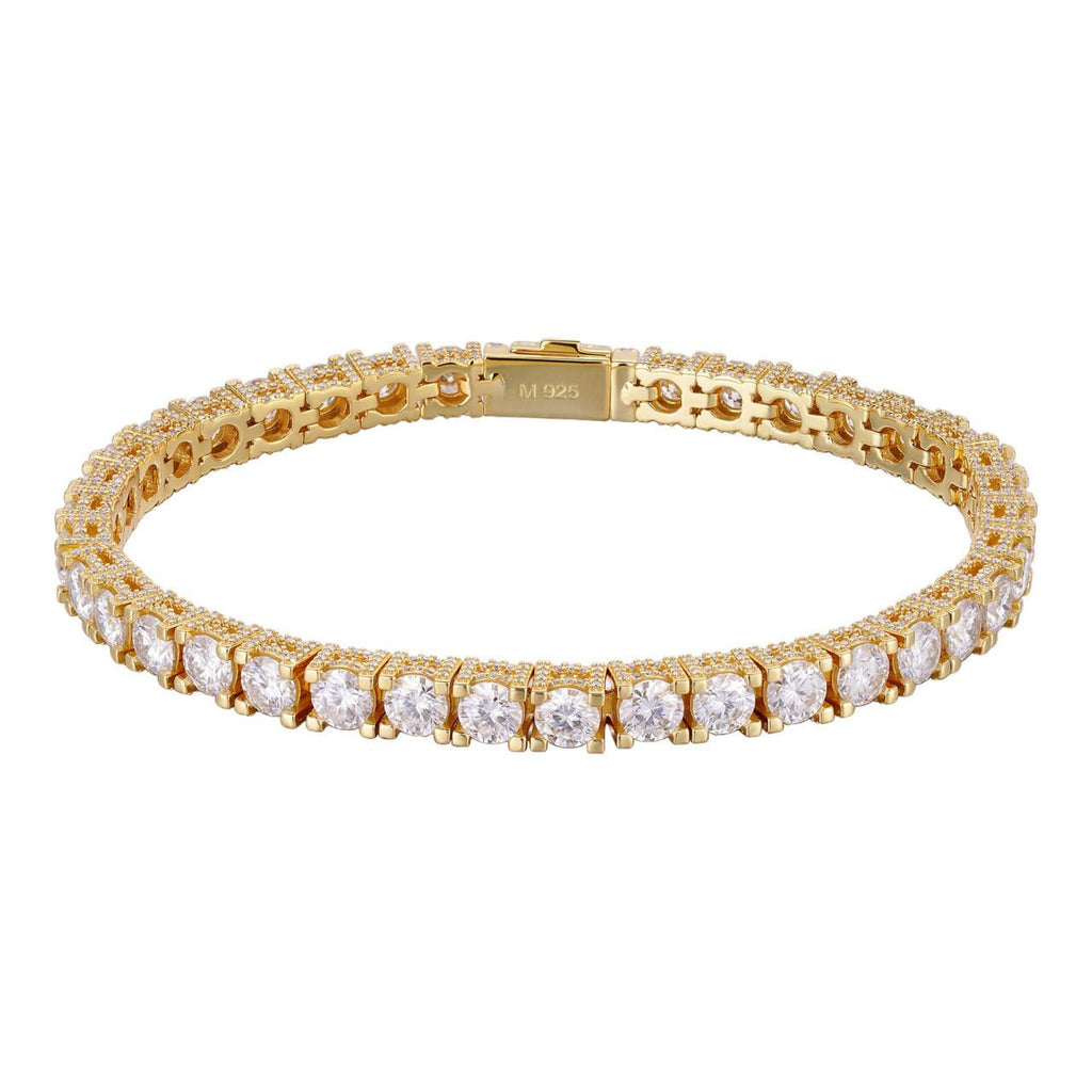 MOISSANITE Reinvented Tennis Bracelet Iced Out On All Sides - 14k Gold Vermeil 925 Silver - 5mm - 6" - 9"