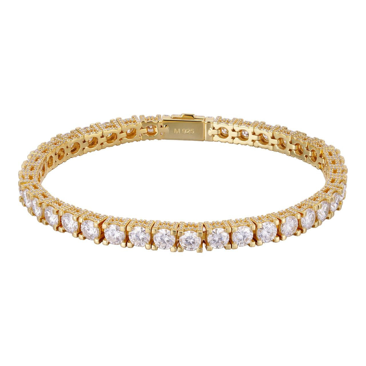 MOISSANITE Reinvented Tennis Bracelet Iced Out On All Sides - 14k Gold Vermeil 925 Silver - 5mm - 6" - 9"