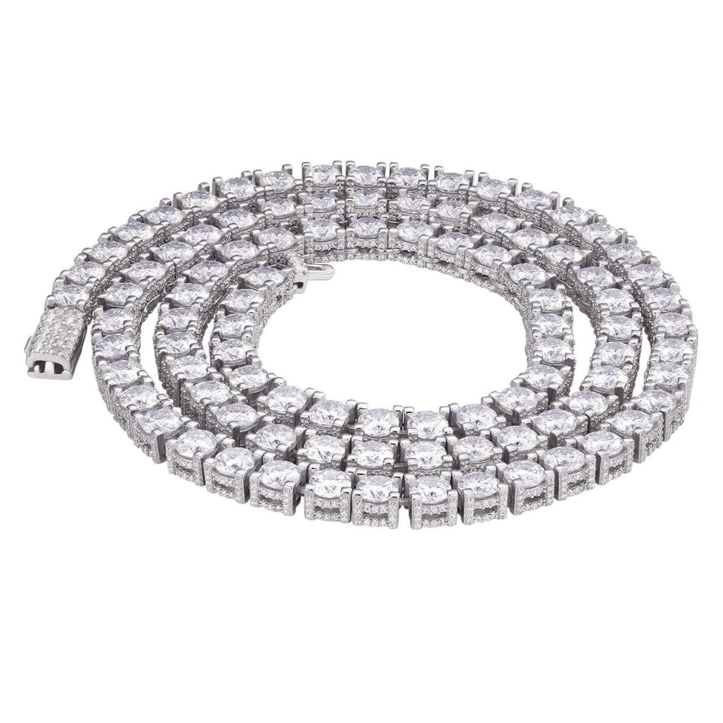 MOISSANITE Reinvented Tennis Chain Necklace Iced Out On All Sides - 925 Silver - 5mm - 14"-28"