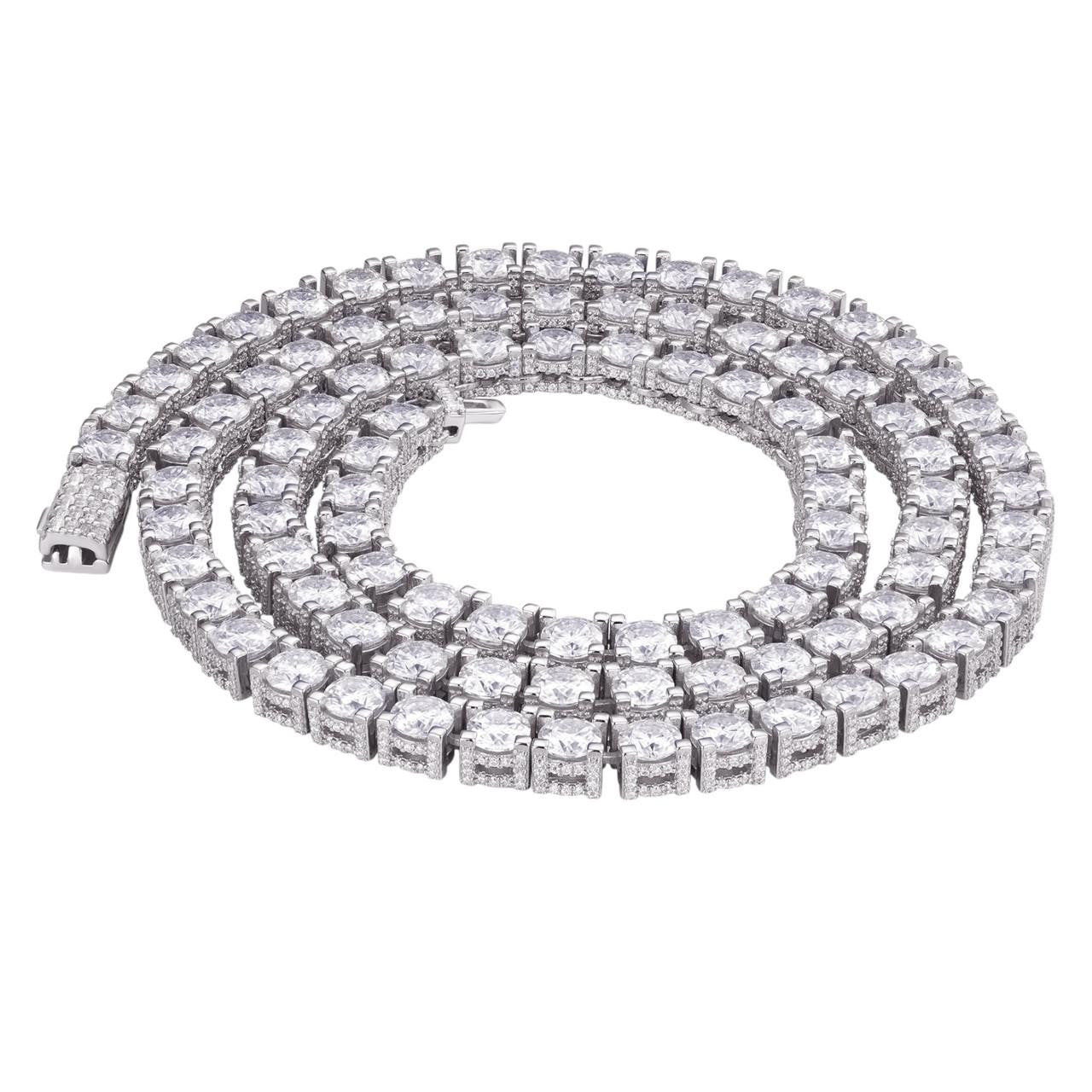 MOISSANITE Reinvented Tennis Chain Necklace Iced Out On All Sides - 925 Silver - 5mm - 14"-28"