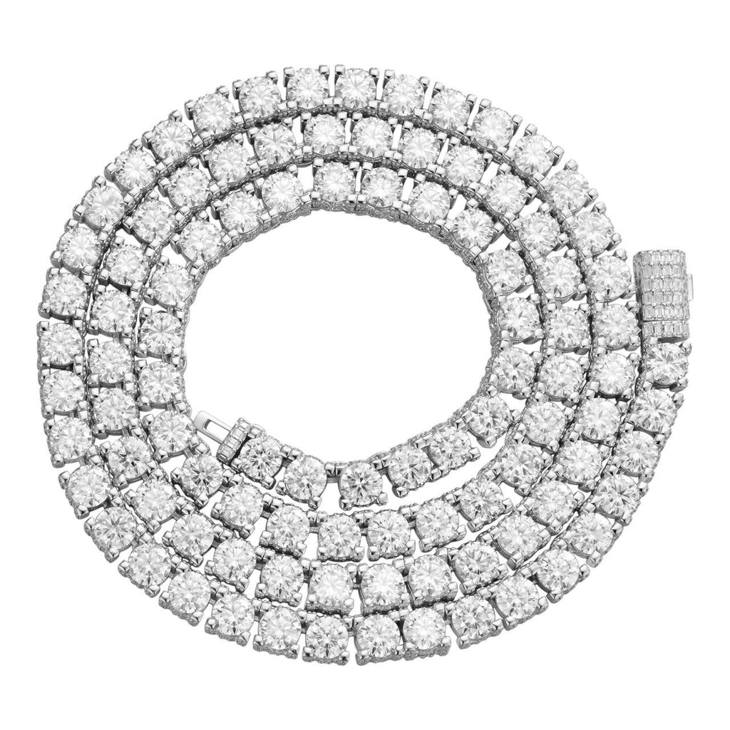 MOISSANITE Reinvented Tennis Chain Necklace Iced Out On All Sides - 925 Silver - 5mm - 14"-28"