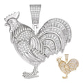 MOISSANITE Rooster Gallo Iced Out Pendant - 14k Gold Vermeil Or 925 Silver - Small 1.5"