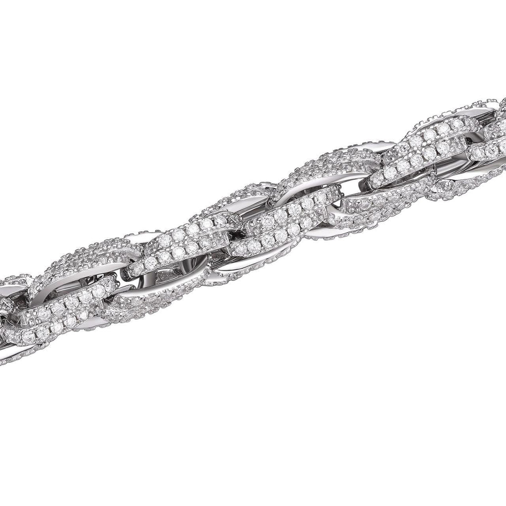 MOISSANITE Rope Chain Necklace Iced Out - 925 Silver - 7.5mm - 16-30"