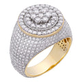 MOISSANITE Round Cluster Iced Out Ring - 14k Gold Vermeil 925 Silver Two Tone