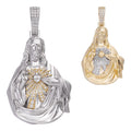 MOISSANITE Sacred Heart Jesus Pendant - 14k Gold Vermeil Or 925 Silver - Large 2.5"