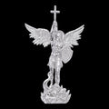 MOISSANITE Saint St Michael Slaying Dragon Archangel Pendant - 10k White Gold - 3 Sizes 1"-3"