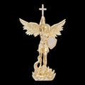 MOISSANITE Saint St Michael Slaying Dragon Archangel Pendant - 10k Yellow Gold - 3 Sizes 1"-3"