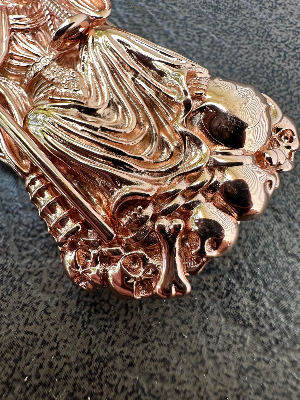 MOISSANITE Santa Muerte Grim Reaper Pendant - 14k Yellow/Rose Gold Vermeil or 925 Silver - Large 3"