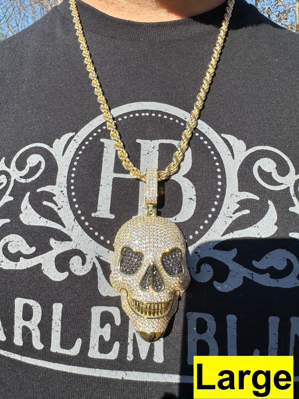 MOISSANITE 3D Skull Iced Out Pendant - 14k Gold Vermeil 925 Silver - 3 Sizes 1.5"-3.5"