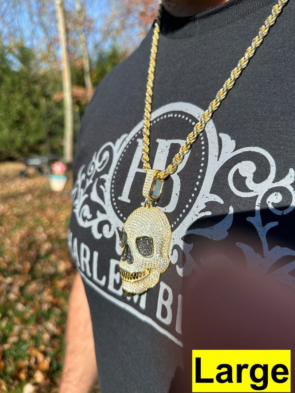 MOISSANITE 3D Skull Iced Out Pendant - 14k Gold Vermeil 925 Silver - 3 Sizes 1.5"-3.5"