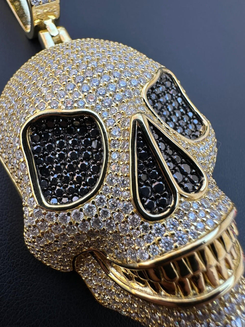 MOISSANITE 3D Skull Iced Out Pendant - 14k Gold Vermeil 925 Silver - 3 Sizes 1.5"-3.5"