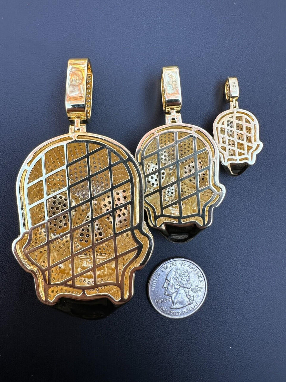 MOISSANITE 3D Skull Iced Out Pendant - 14k Gold Vermeil 925 Silver - 3 Sizes 1.5"-3.5"