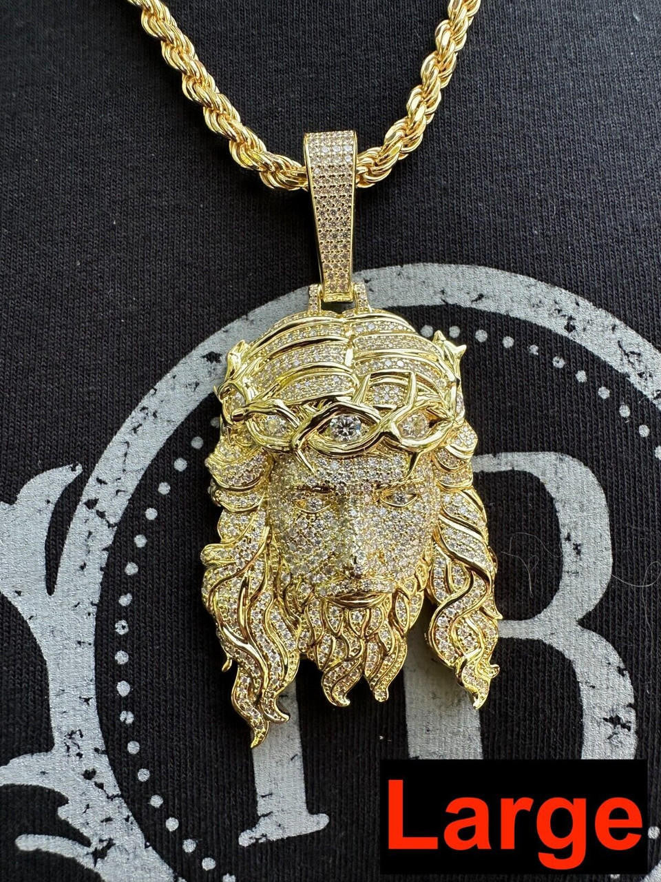 MOISSANITE Iced Out Hip Hop Jesus Pendant - 10k Yellow Gold - 2 Sizes 2.25"-3"