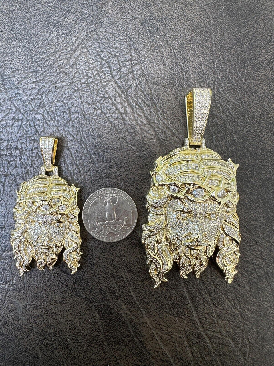 MOISSANITE Iced Out Hip Hop Jesus Pendant - 10k Yellow Gold - 2 Sizes 2.25"-3"