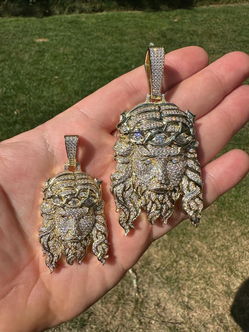 MOISSANITE Iced Out Hip Hop Jesus Pendant - 10k Yellow Gold - 2 Sizes 2.25"-3"