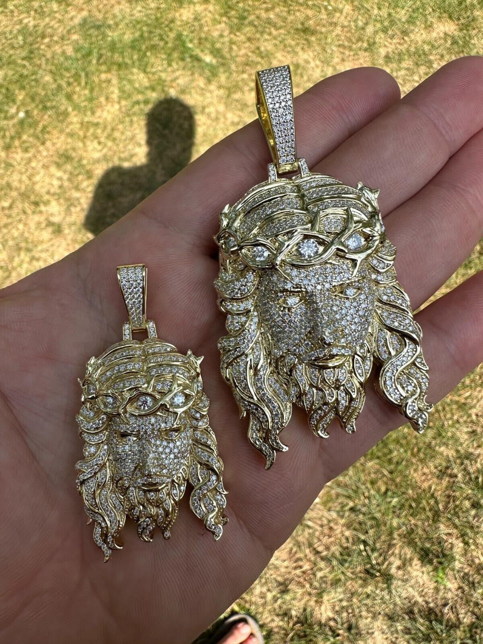 MOISSANITE Iced Out Hip Hop Jesus Pendant - 10k Yellow Gold - 2 Sizes 2.25"-3"