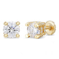 MOISSANITE Solitaire Stud Reinvented Earrings - Stones On All Sides - 14k Gold Vermeil 925 Silver - 5mm-8mm