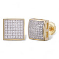 MOISSANITE Square Dome Hip Hop Earrings - 14k Gold Vermeil 925 Silver - 9mm