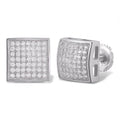 MOISSANITE Square Dome Hip Hop Earrings - 925 Silver - 9mm