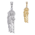 MOISSANITE St Jude Tadeo Iced Pendant - 14k Gold Vermeil Or 925 Silver - Large 2.5"