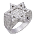 MOISSANITE Star Of David Baguette Iced Out Ring - 925 Silver