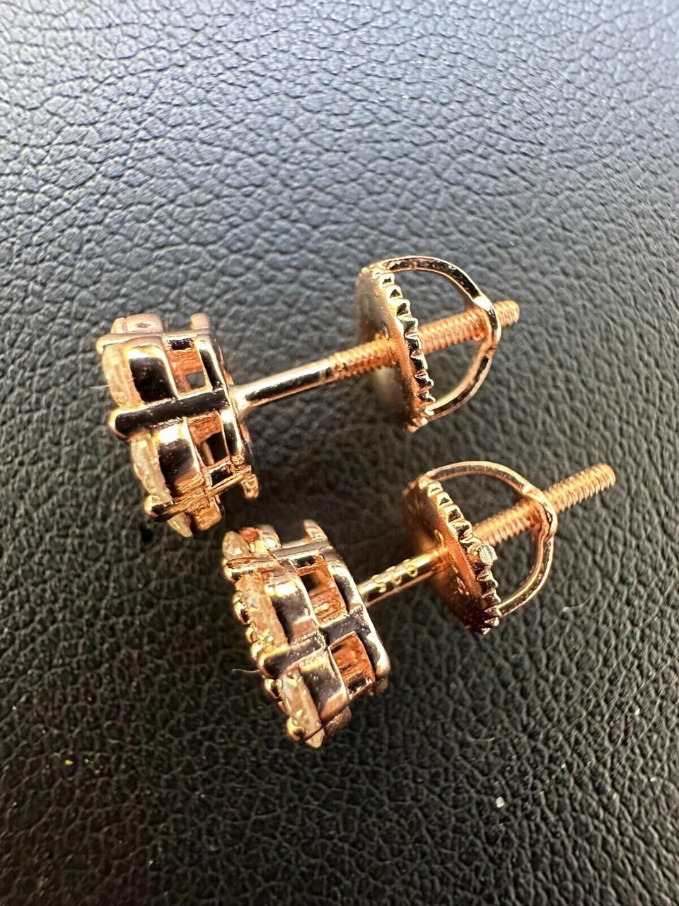 MOISSANITE Cluster Iced Out Honeycomb Set Earrings - 14k Rose Gold Vermeil 925 Silver - 6mm -11mm