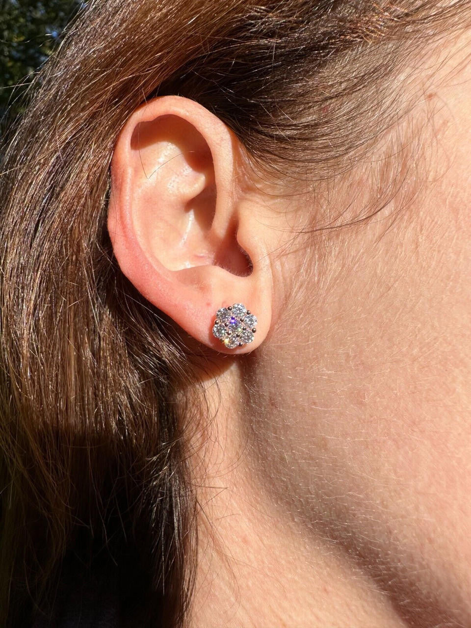 MOISSANITE Cluster Iced Out Honeycomb Set Earrings - 14k Rose Gold Vermeil 925 Silver - 6mm -11mm