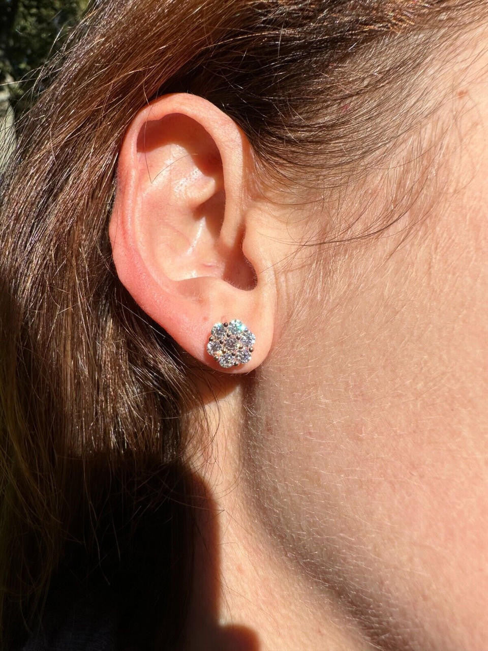 MOISSANITE Cluster Iced Out Honeycomb Set Earrings - 14k Rose Gold Vermeil 925 Silver - 6mm -11mm