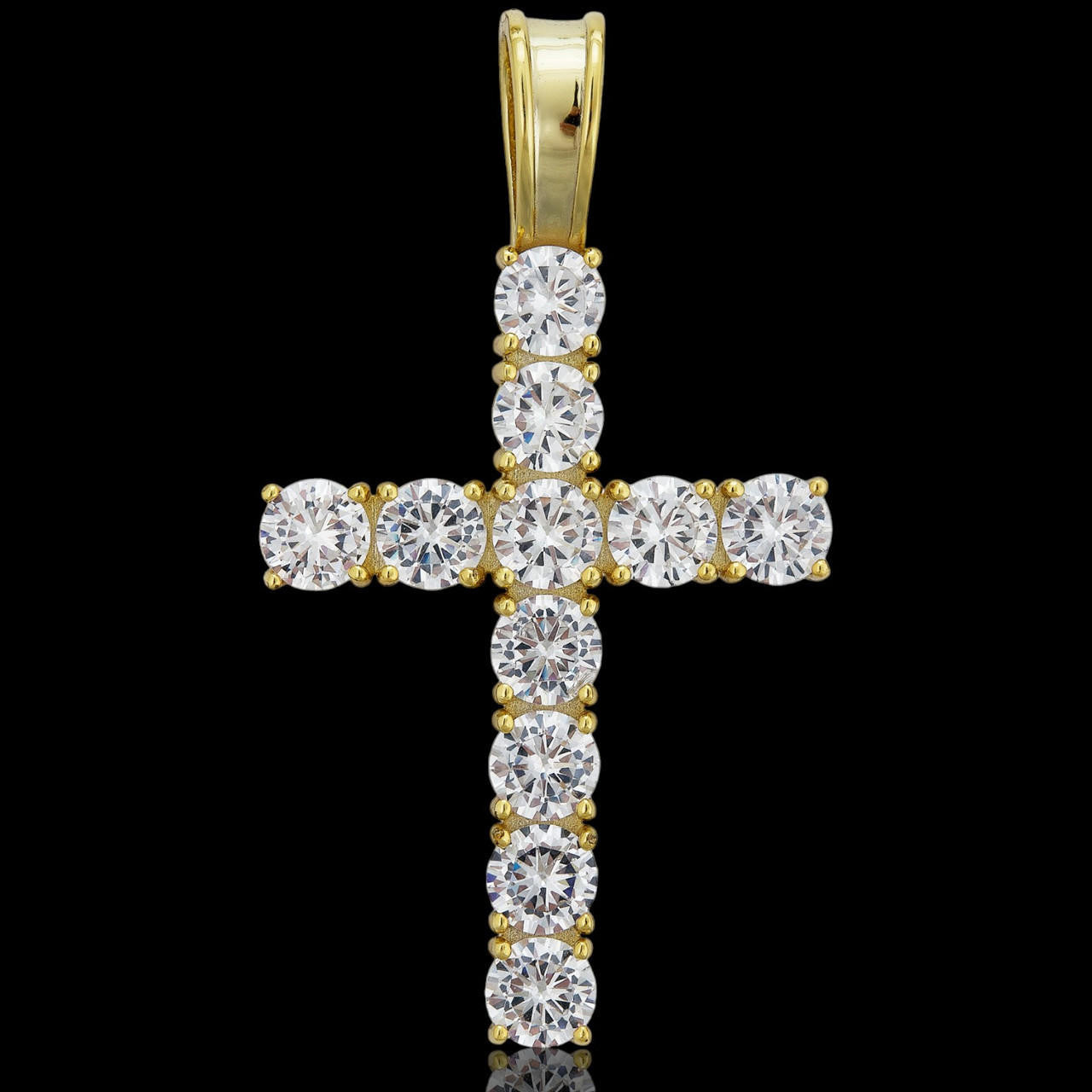MOISSANITE Tennis Cross Pendant - 10k Gold - 0.5"-1.75"