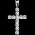 MOISSANITE Tennis Cross Pendant - 10k White Gold - 0.5"-1.75"