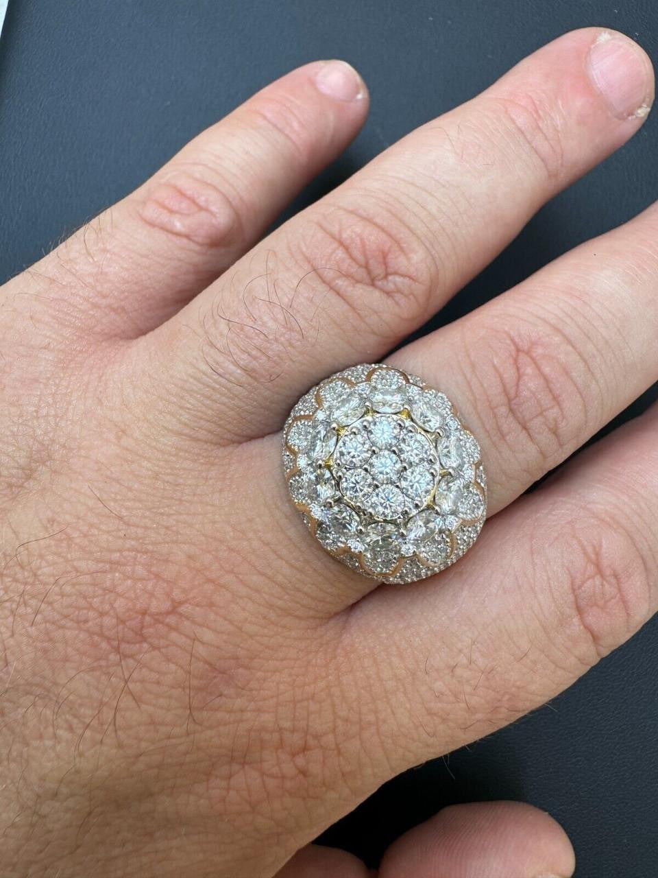 MOISSANITE The Dapper Don Large Stone Iced Out Ring - 14k Gold Vermeil 925 Silver