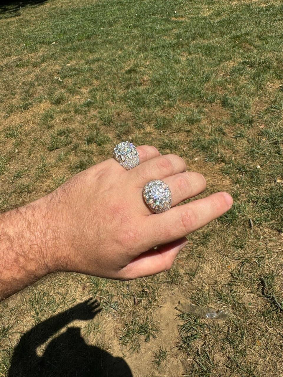 MOISSANITE The Dapper Don Large Stone Iced Out Ring - 14k Gold Vermeil 925 Silver