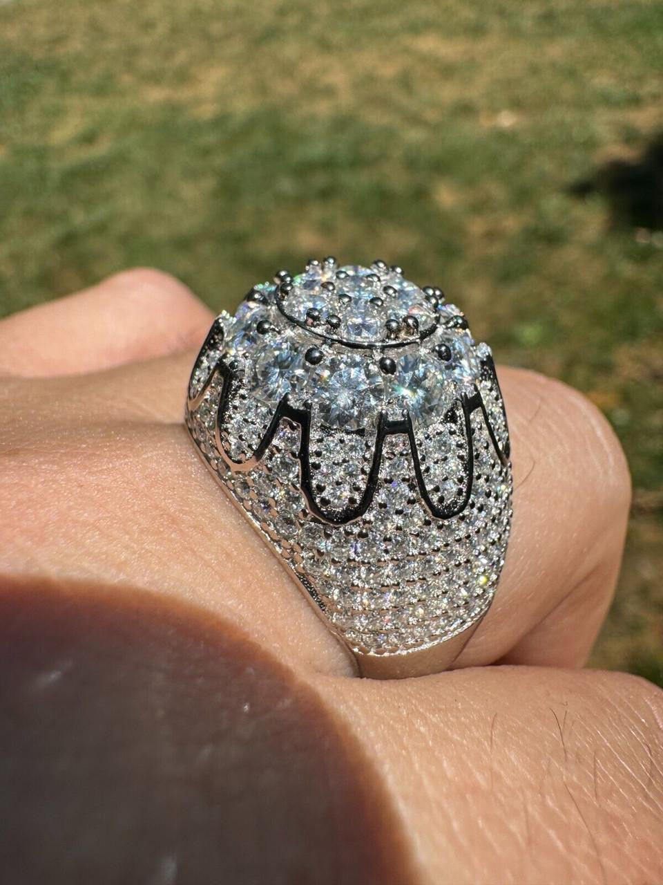 MOISSANITE The Dapper Don Large Stone Iced Out Ring - 925 Silver