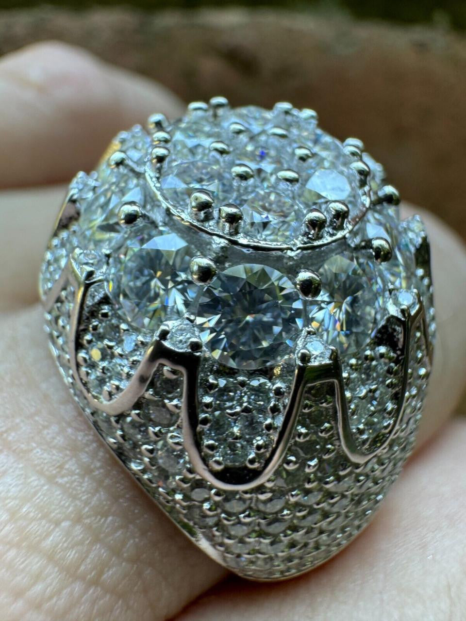MOISSANITE The Dapper Don Large Stone Iced Out Ring - 925 Silver