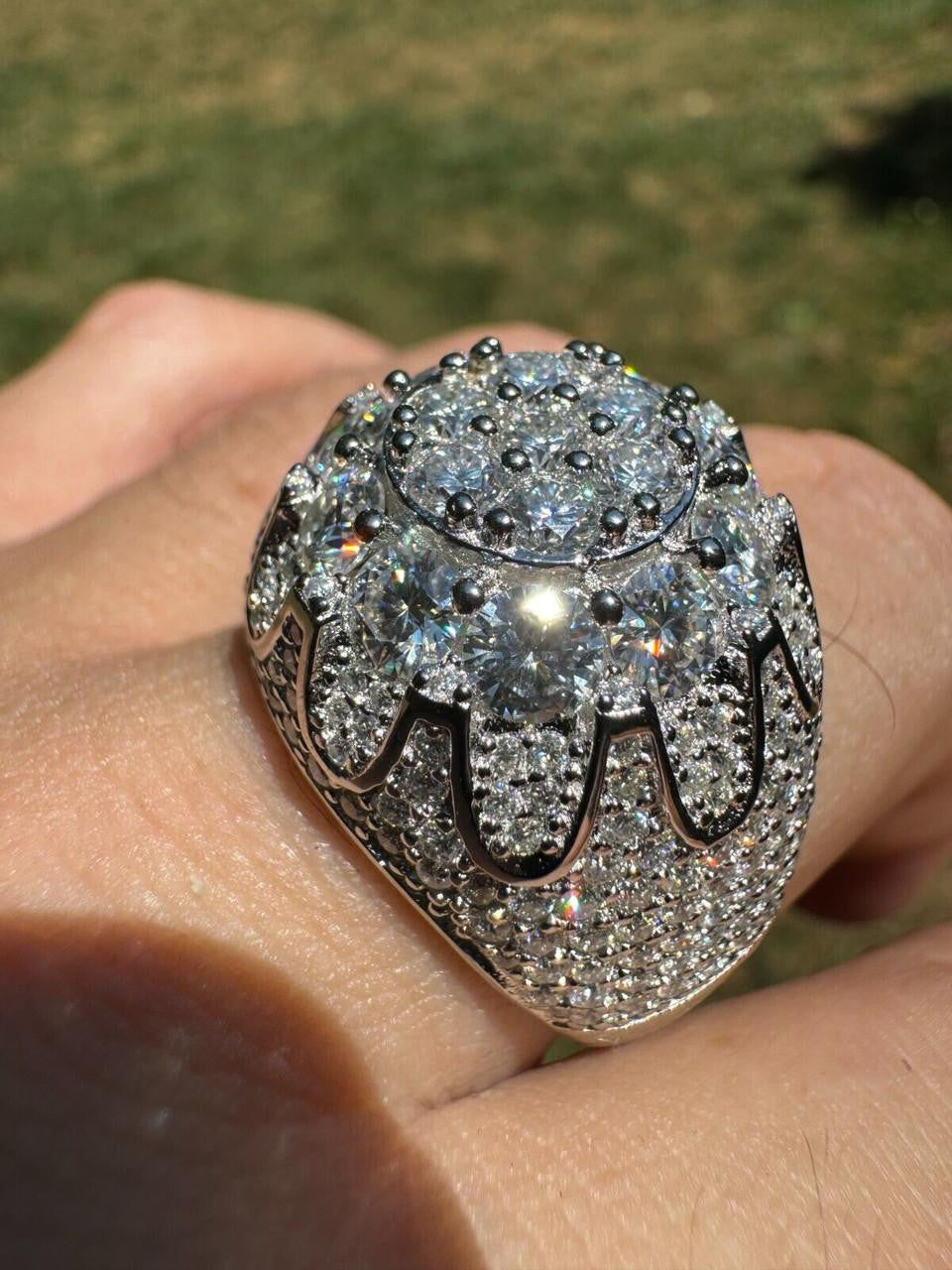MOISSANITE The Dapper Don Large Stone Iced Out Ring - 925 Silver
