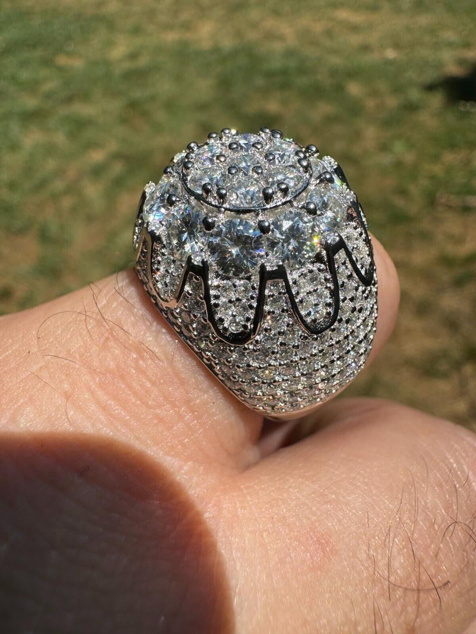 MOISSANITE The Dapper Don Large Stone Iced Out Ring - 925 Silver