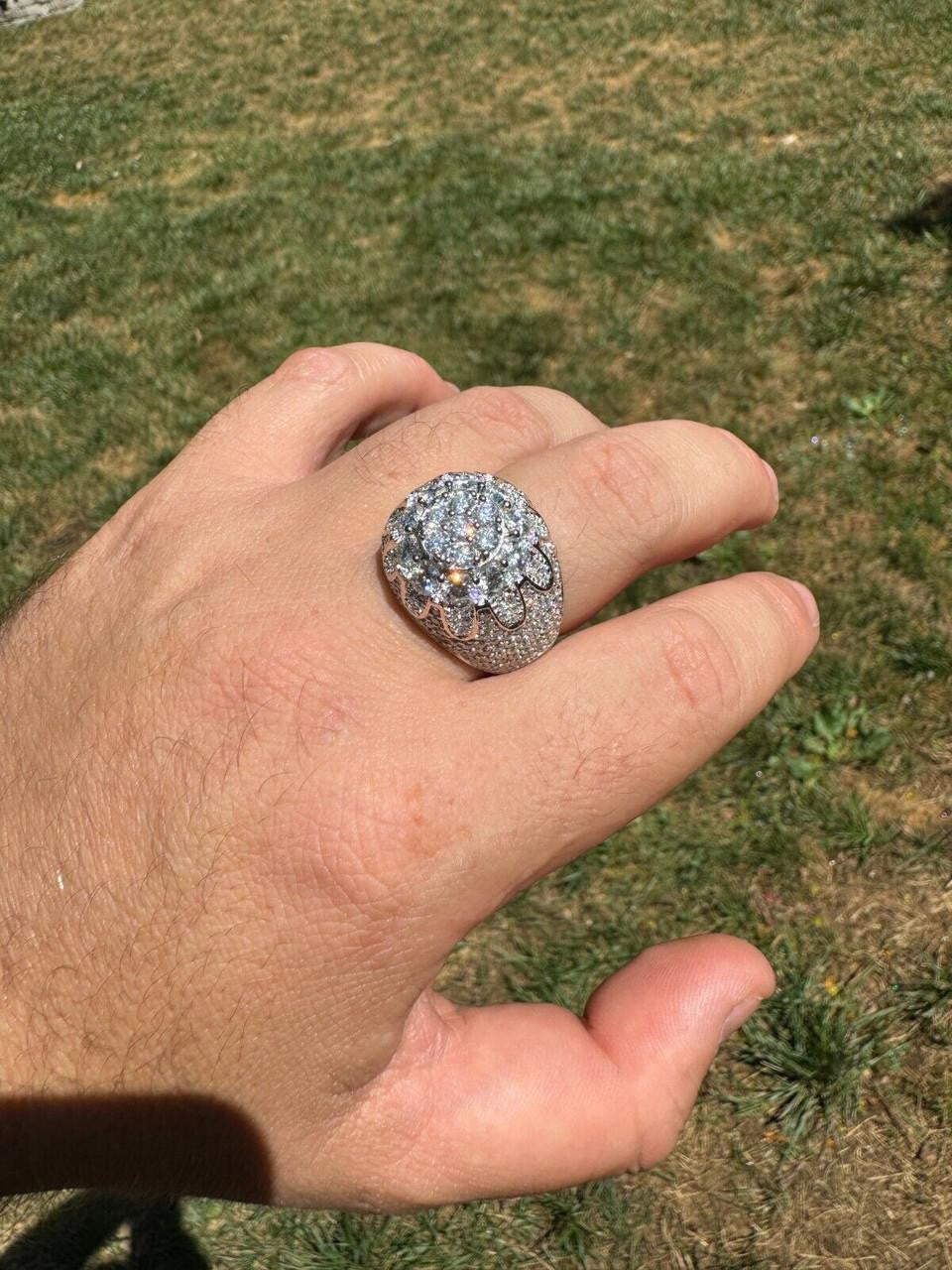 MOISSANITE The Dapper Don Large Stone Iced Out Ring - 925 Silver