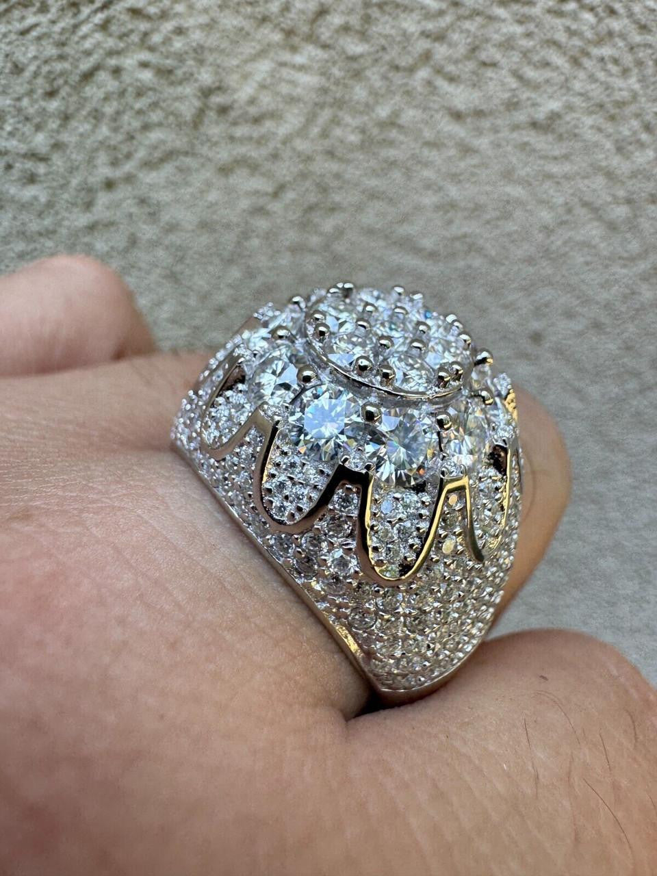 MOISSANITE The Dapper Don Large Stone Iced Out Ring - 925 Silver