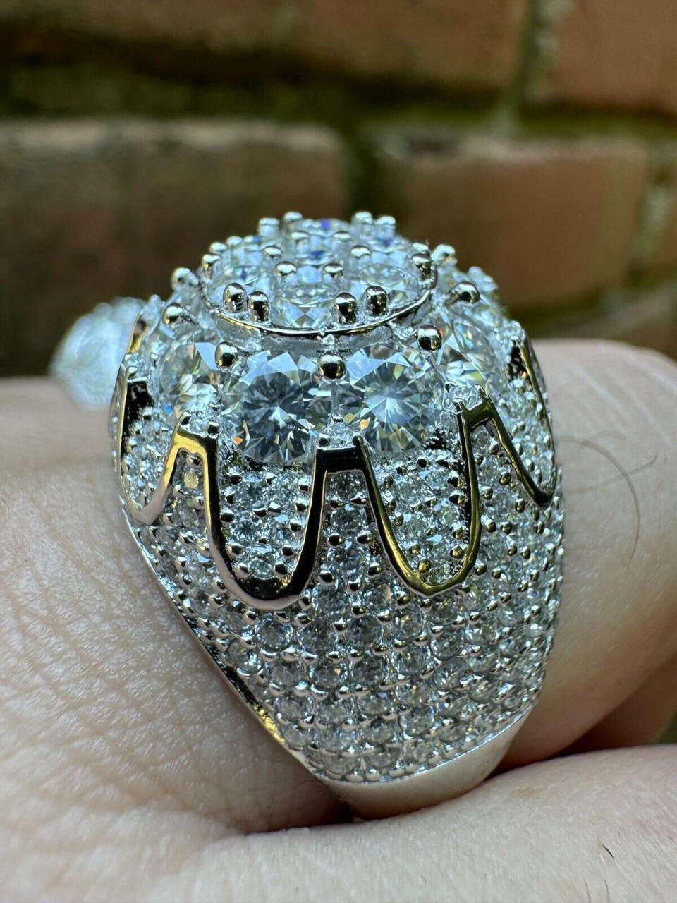 MOISSANITE The Dapper Don Large Stone Iced Out Ring - 925 Silver