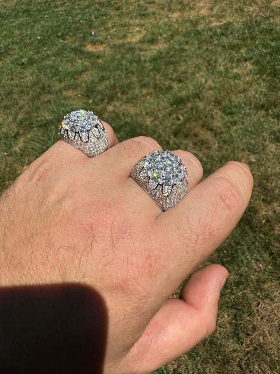 MOISSANITE The Dapper Don Large Stone Iced Out Ring - 925 Silver