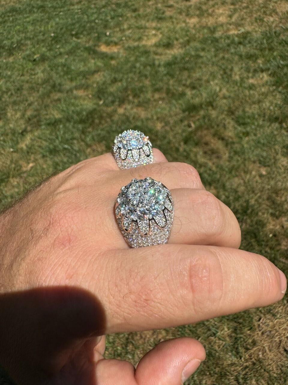 MOISSANITE The Dapper Don Large Stone Iced Out Ring - 925 Silver