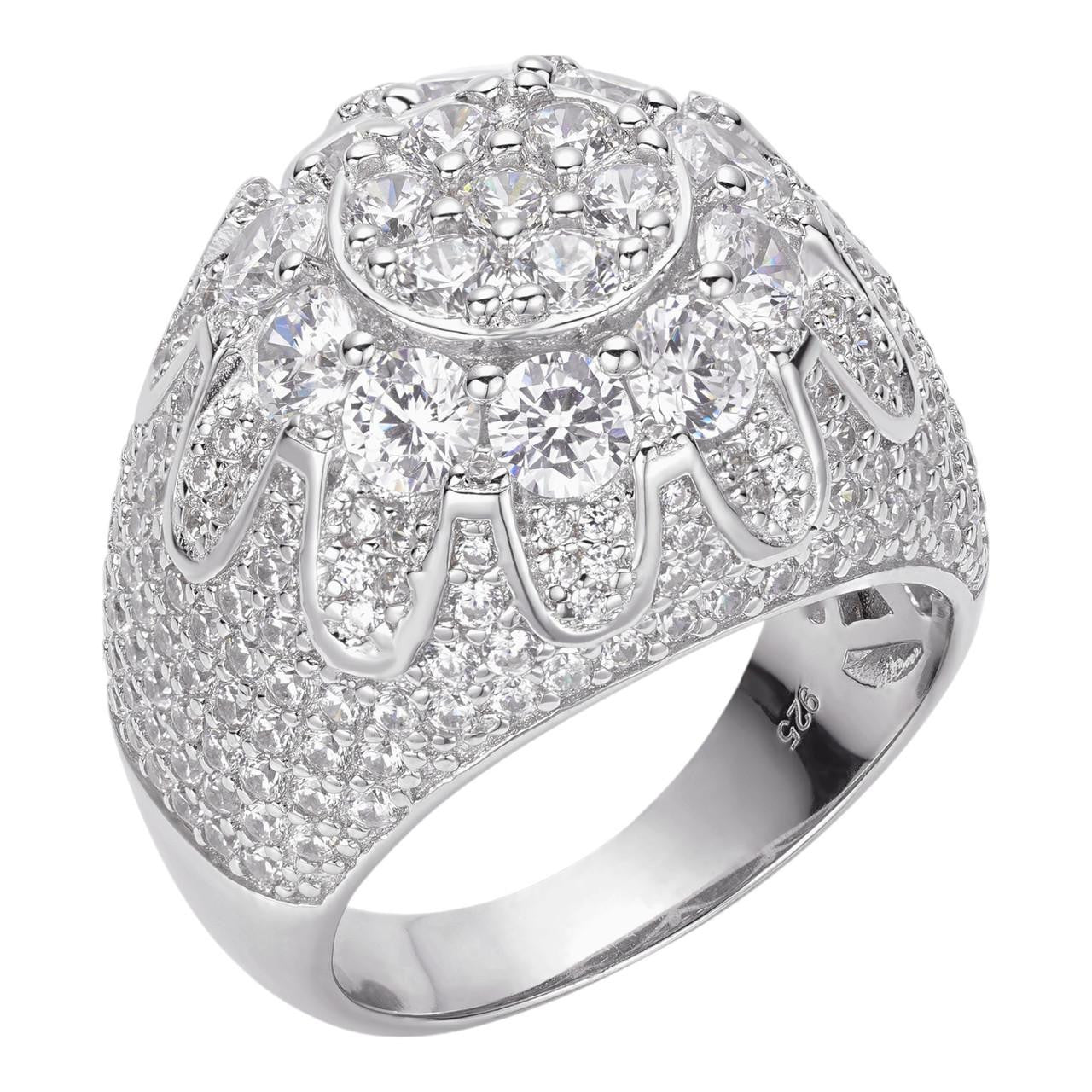 MOISSANITE The Dapper Don Large Stone Iced Out Ring - 925 Silver